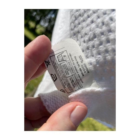 Vintage 70s Eaton’s White Knit Infant Blanket Teddy Bears 39x32” - Picture 9 of 10